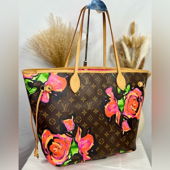 Louis Vuitton Limited Edition Stephen Sprouse Monogram Roses Neverfull MM Bag - Picture 1 of 17